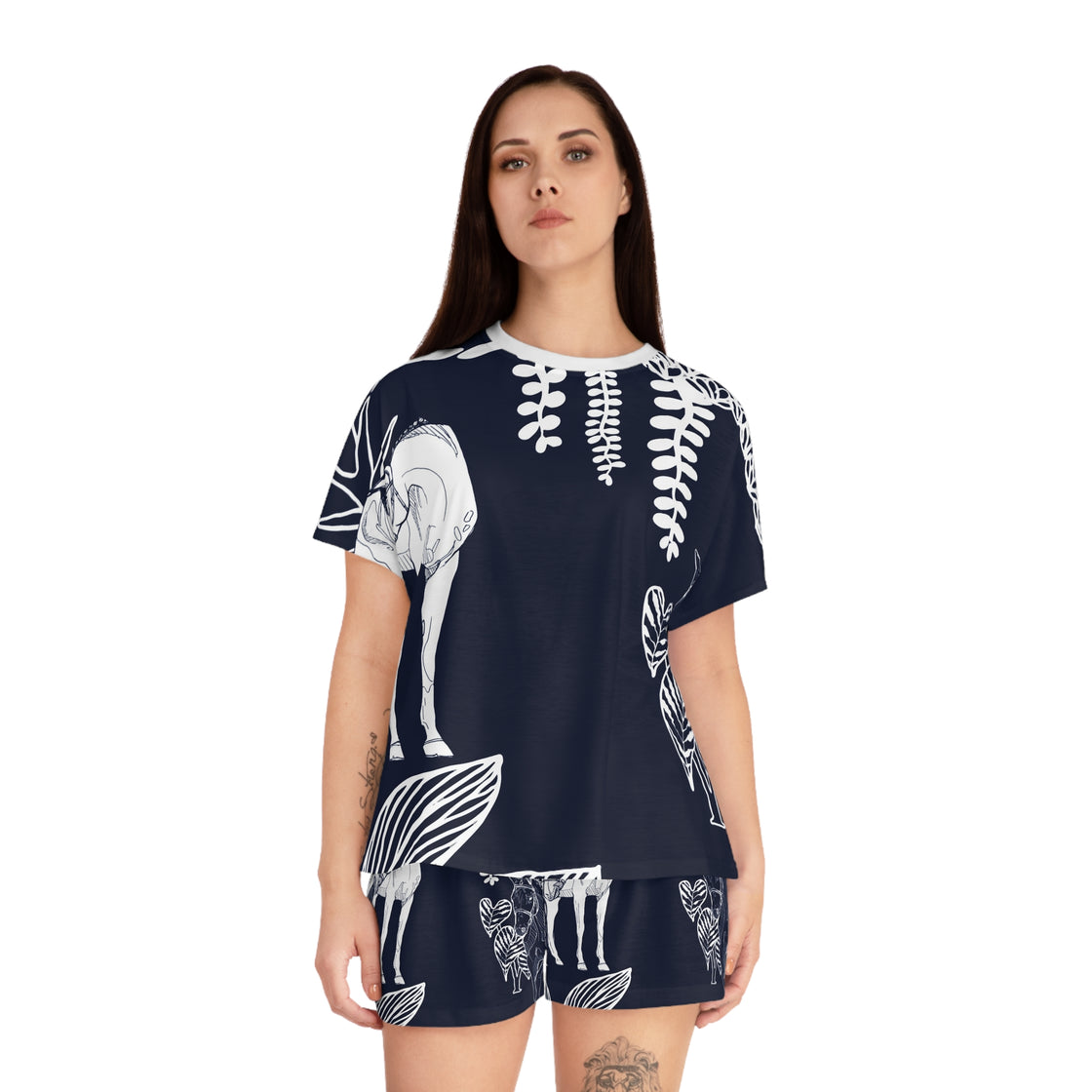 Island Horses on NavyWomen's Short Pajama Set
