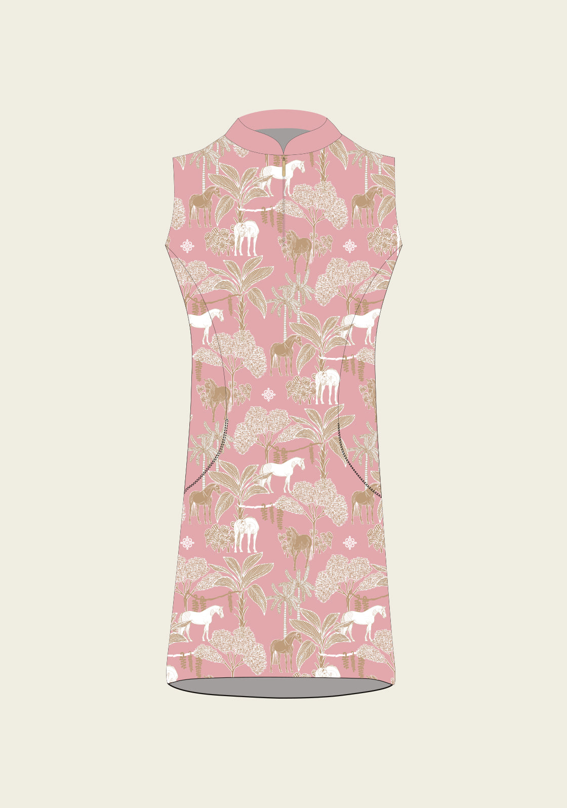 Island Horses on Rose Golf Dress