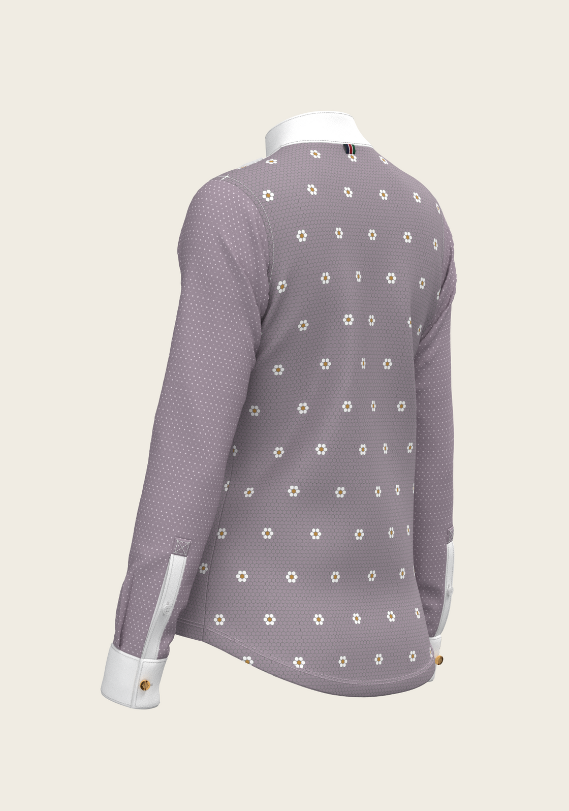 Mosaic Daises in Lavender Short Pleated Long Sleeve Show Shirt