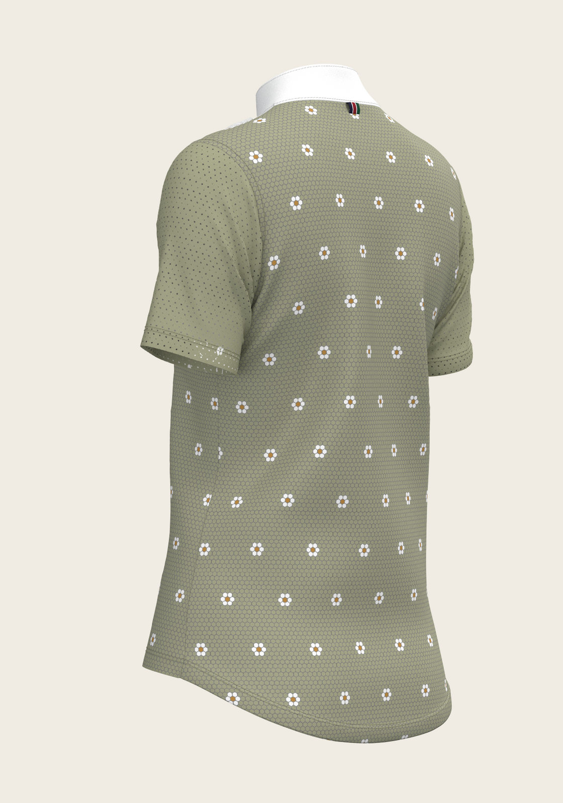 Mosaic Daises in Olive Short Pleated Short Sleeve Show Shirt