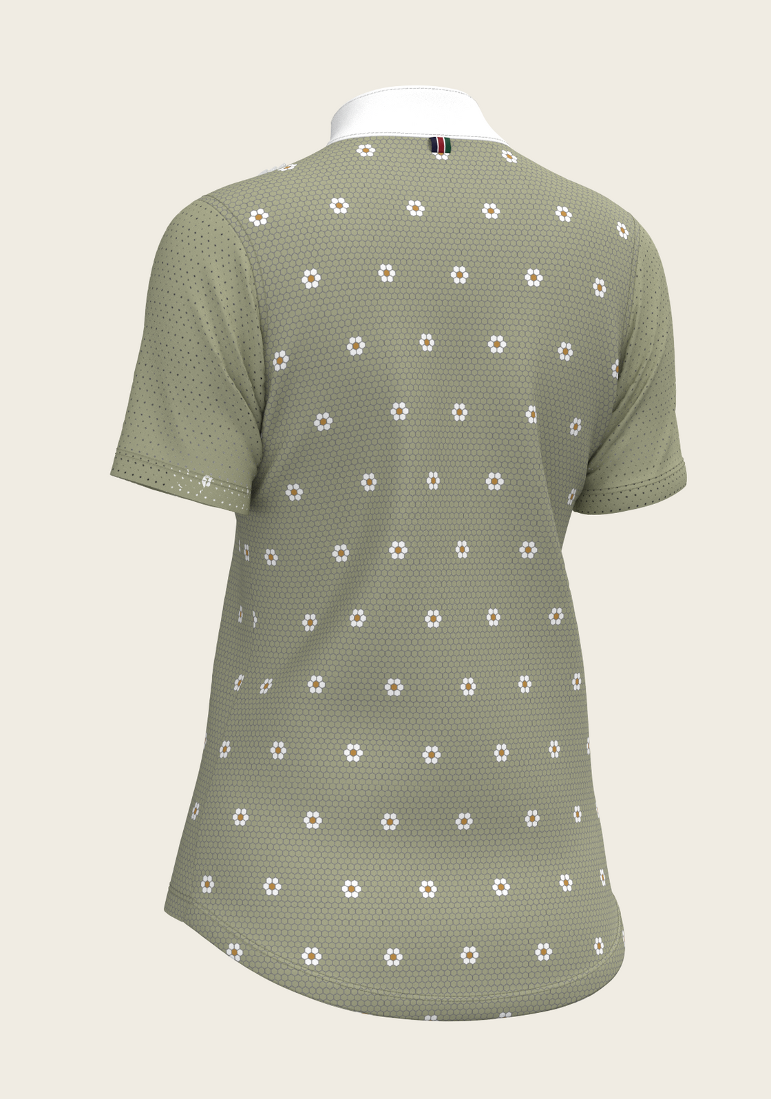 Mosaic Daises in Olive Short Pleated Short Sleeve Show Shirt