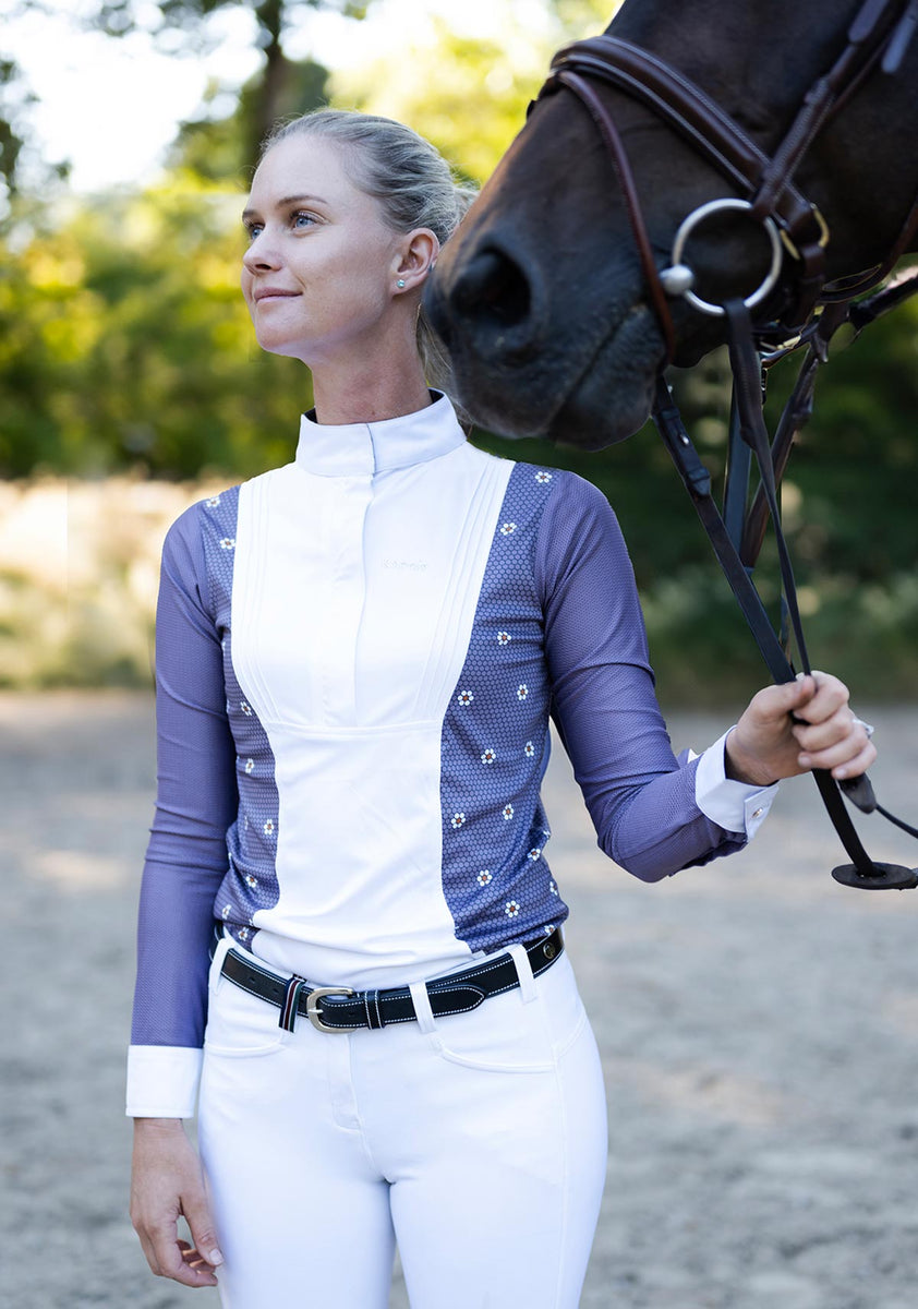 Mosaic Daises in Lavender Short Pleated Long Sleeve Show