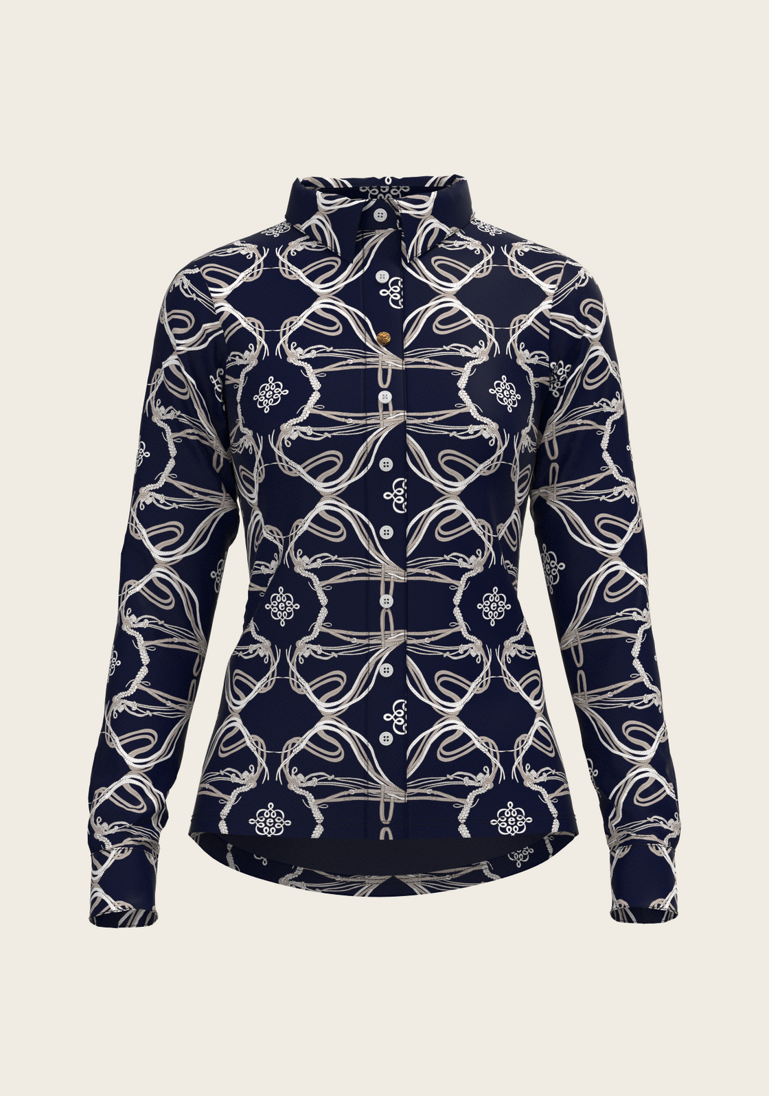 Roped Bridles on Navy Ladies Button Shirt
