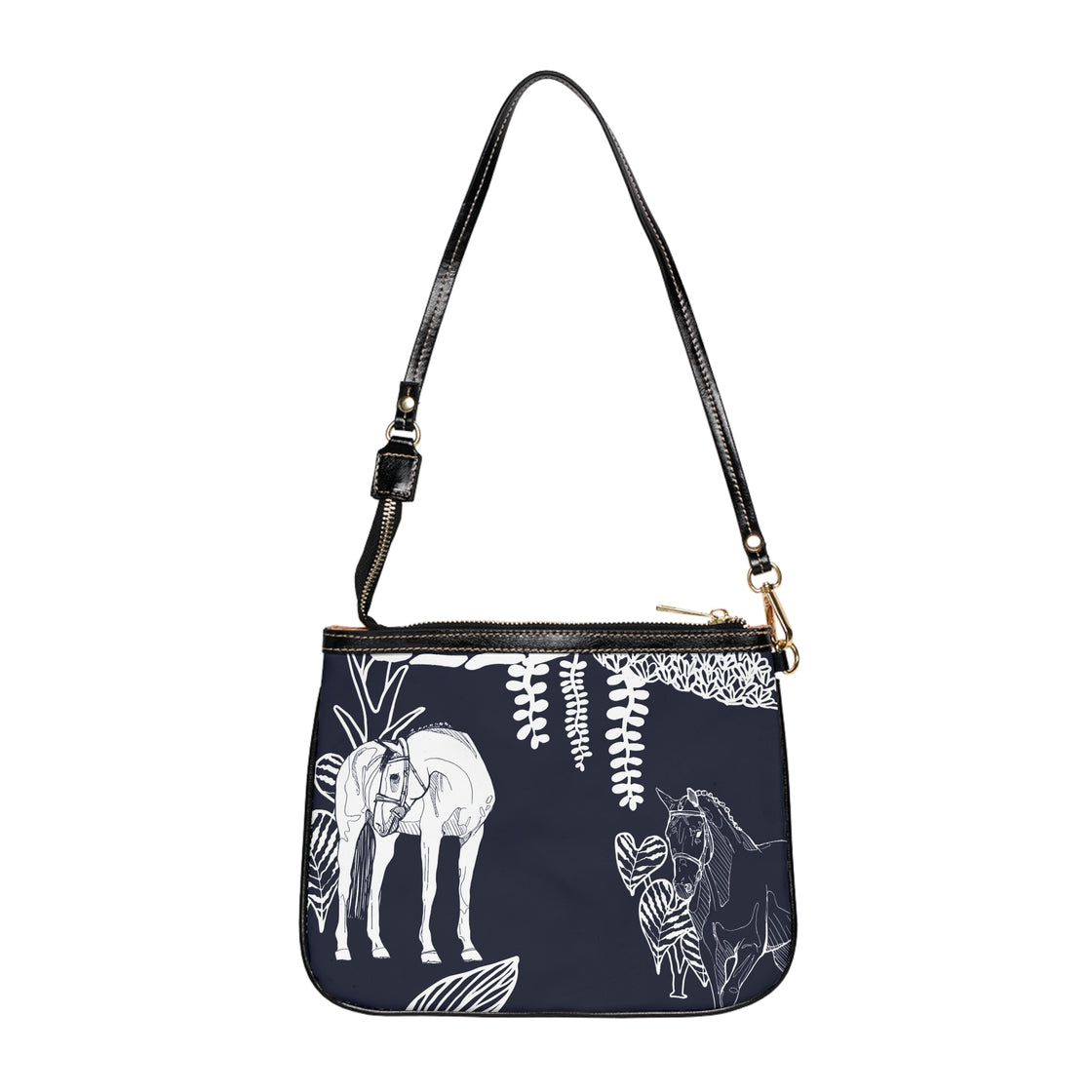 Navy Island Horse Horse Small Shoulder Bag — Elegant Equestrian Crossbody Purse