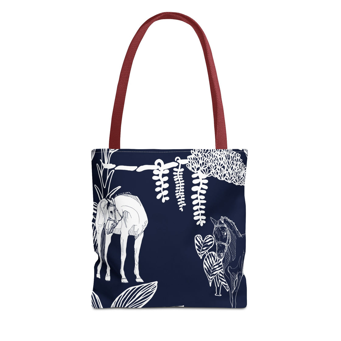 Navy Island Horse Horse Tote Bag | Stylish Shopping Bag, Beach Carryall, Gift for Horse Lovers, Floral Print Purse, Everyday Use