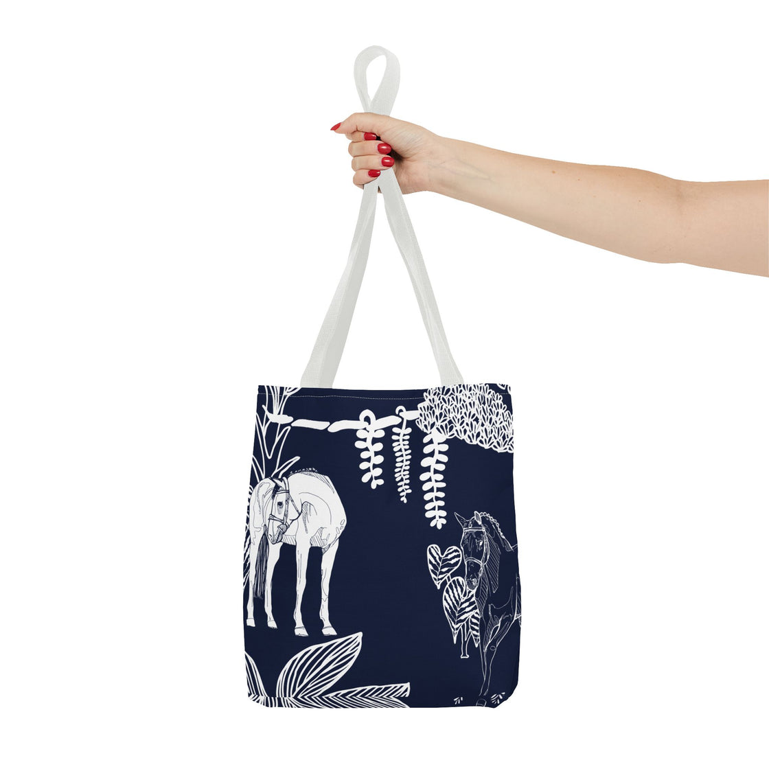 Navy Island Horse Horse Tote Bag | Stylish Shopping Bag, Beach Carryall, Gift for Horse Lovers, Floral Print Purse, Everyday Use