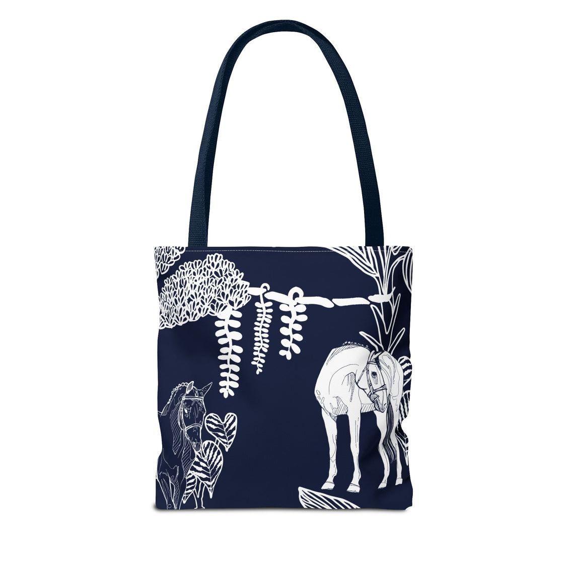 Navy Island Horse Horse Tote Bag | Stylish Shopping Bag, Beach Carryall, Gift for Horse Lovers, Floral Print Purse, Everyday Use