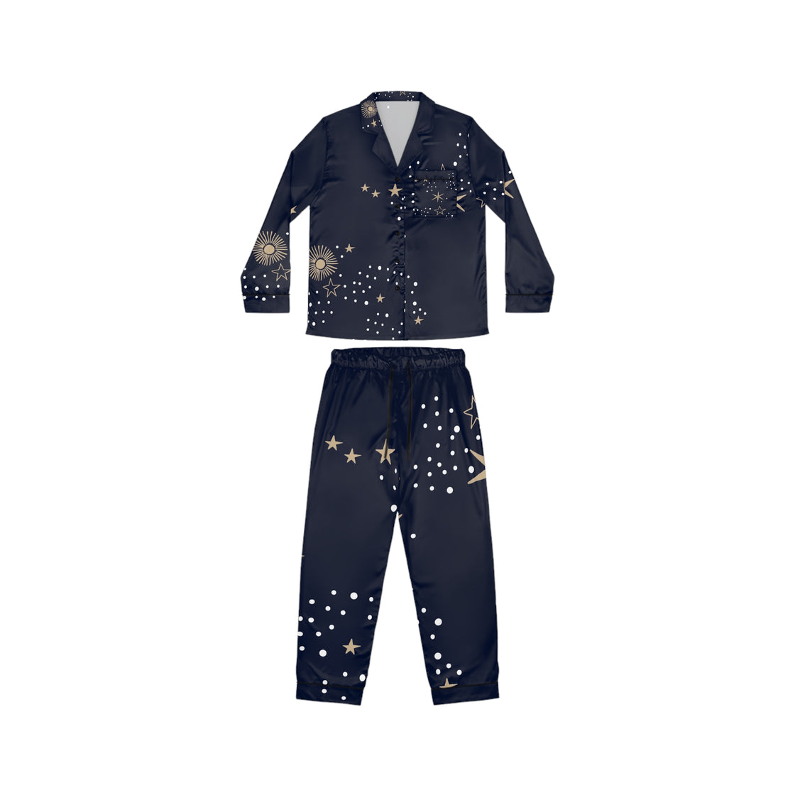 Satin Pajamas in Moon and Stars