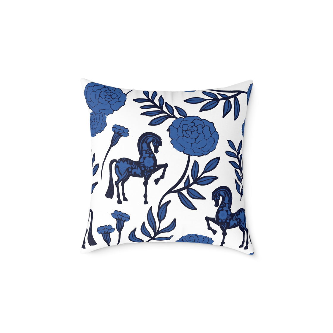 Espoir Equestrian Horse Floral Throw Pillow, Decorative Cushion, Farmhouse Decor, Horse Lover Gift, Home Accent, Rustic Style