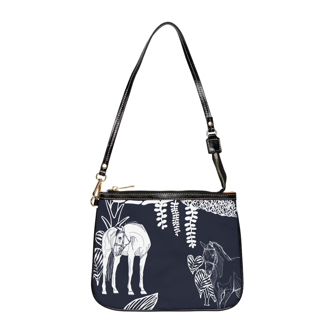 Navy Island Horse Horse Small Shoulder Bag — Elegant Equestrian Crossbody Purse