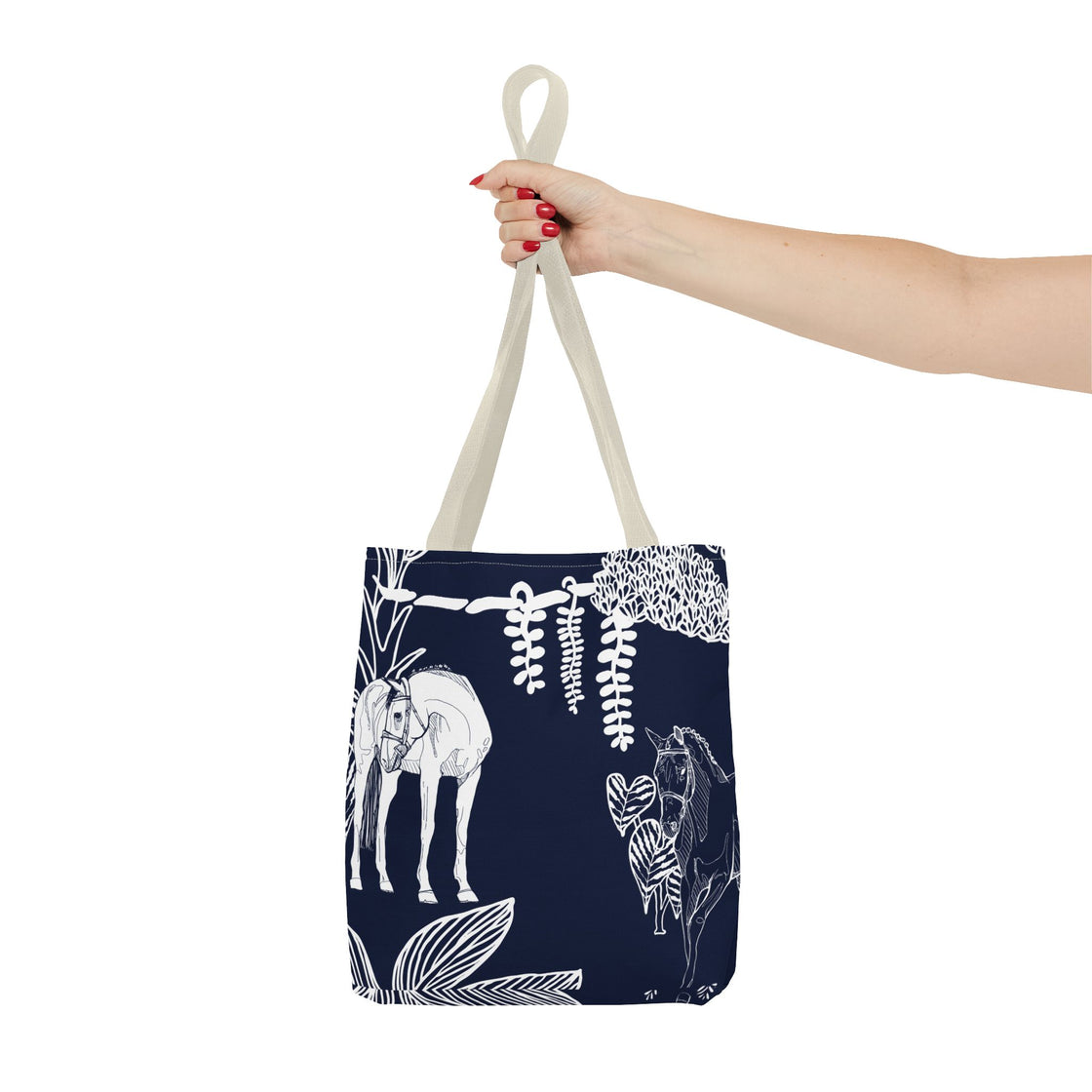 Navy Island Horse Horse Tote Bag | Stylish Shopping Bag, Beach Carryall, Gift for Horse Lovers, Floral Print Purse, Everyday Use
