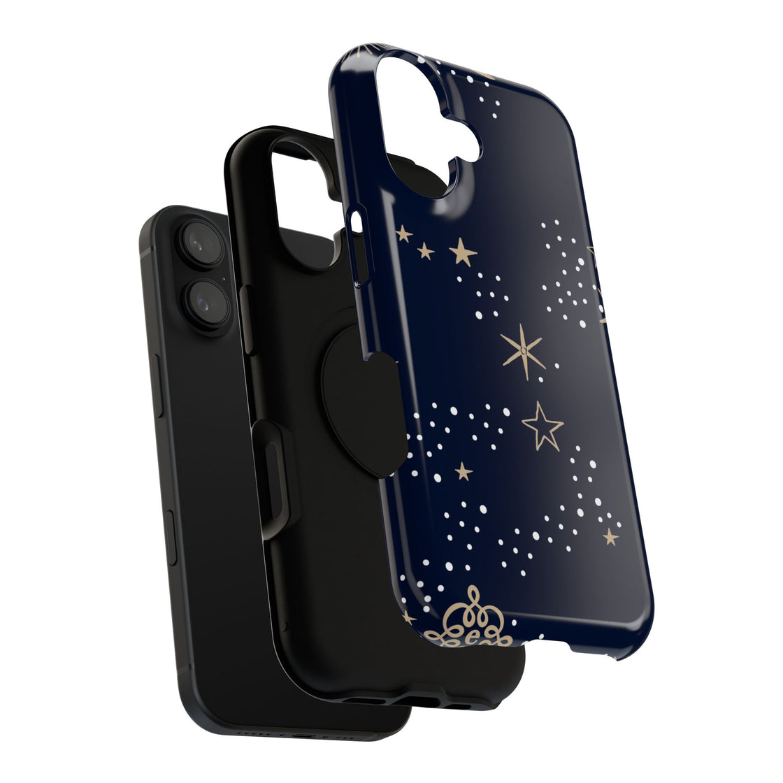 Moon and Stars by Espoir Impact-Resistant Phone Case — Navy Constellation Design