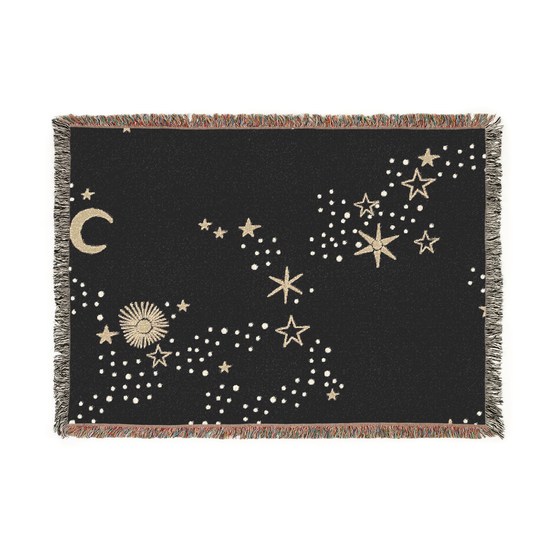 Moon and Stars Elegant Woven Blanket - Luxurious Cozy Throw for Home Decor
