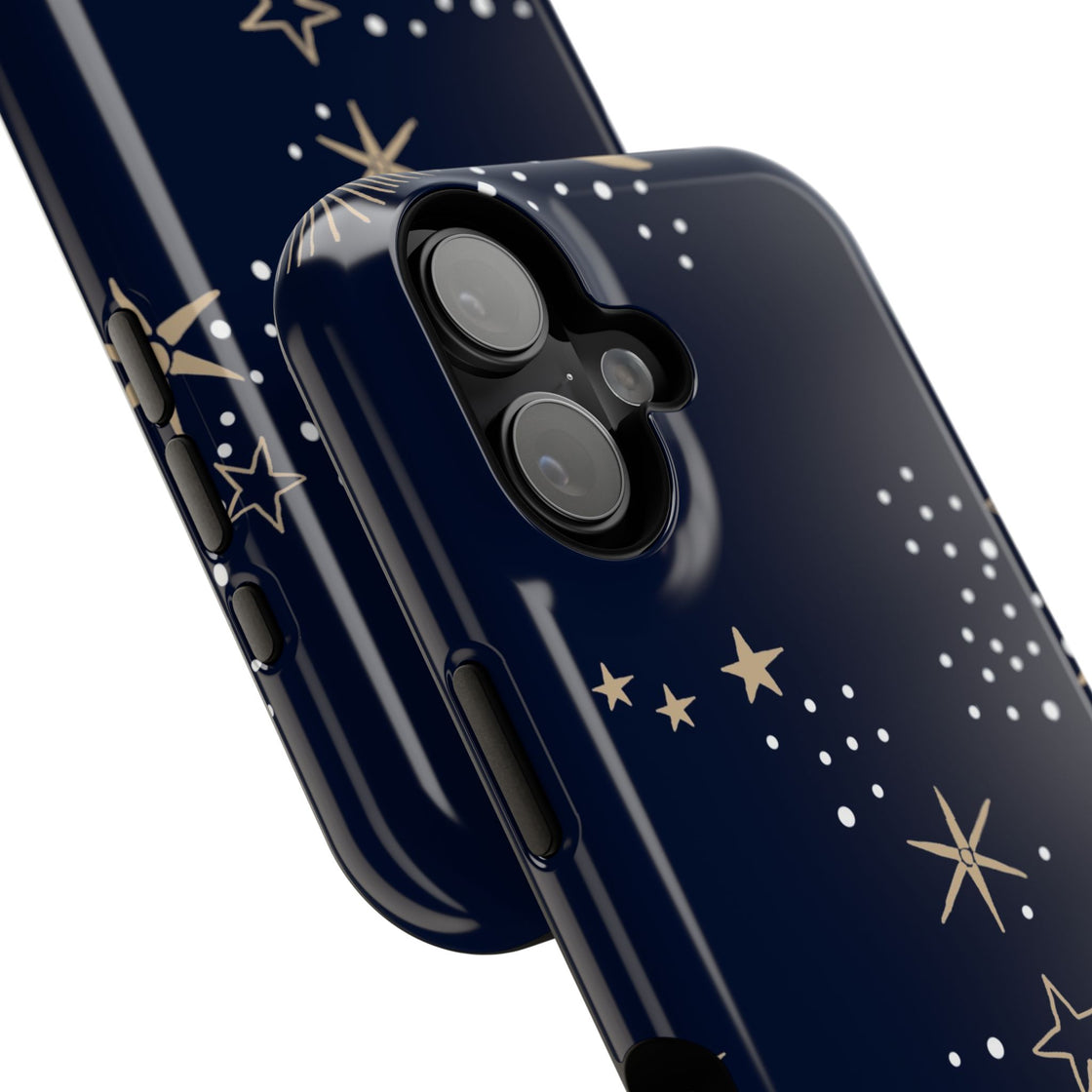 Moon and Stars by Espoir Impact-Resistant Phone Case — Navy Constellation Design