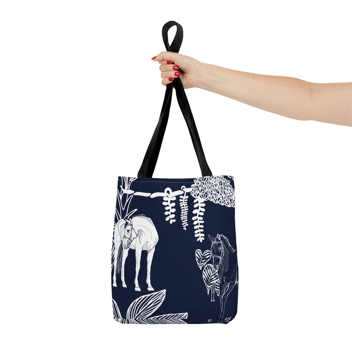 Navy Island Horse Horse Tote Bag | Stylish Shopping Bag, Beach Carryall, Gift for Horse Lovers, Floral Print Purse, Everyday Use
