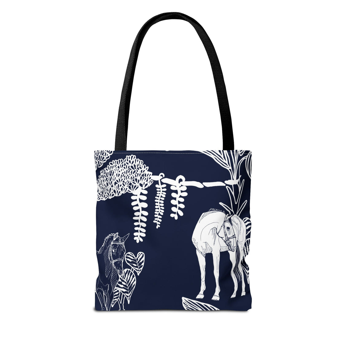 Navy Island Horse Horse Tote Bag | Stylish Shopping Bag, Beach Carryall, Gift for Horse Lovers, Floral Print Purse, Everyday Use