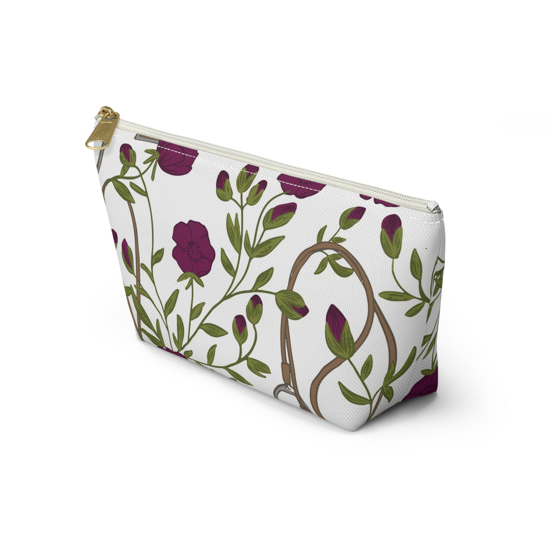 Berry Floral Stirrups Accessory Pouch — Rose Garden Makeup Bag