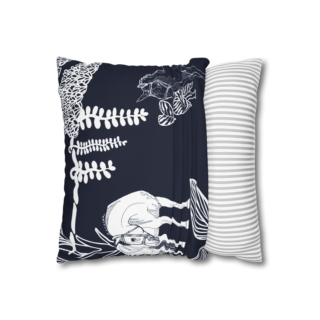 Island Horse on Navy Pillowcase by Espoir, Cozy Home Decor, Equestrian Gift, Horse Lover Decor, Boho Style Cushion Cover