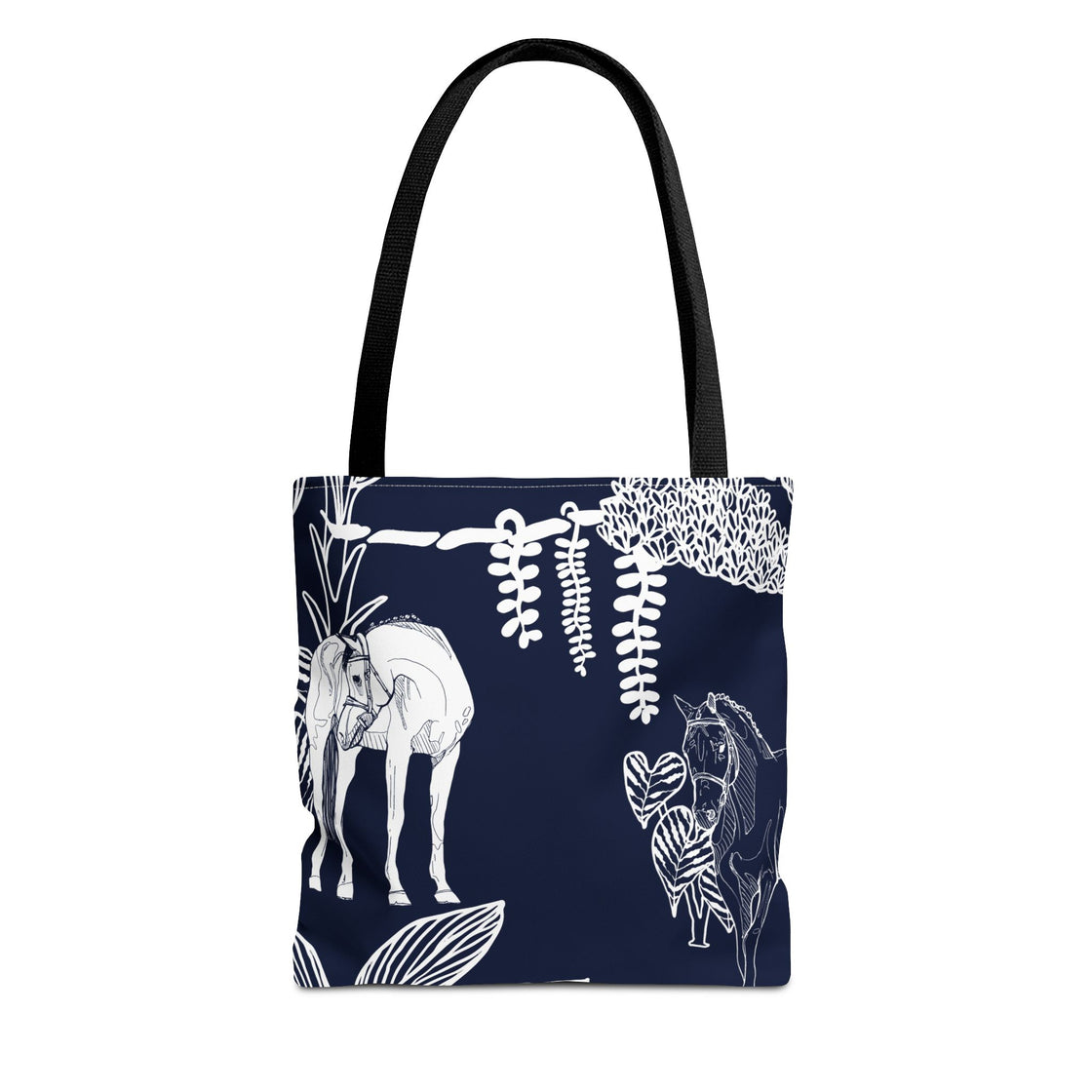 Navy Island Horse Horse Tote Bag | Stylish Shopping Bag, Beach Carryall, Gift for Horse Lovers, Floral Print Purse, Everyday Use