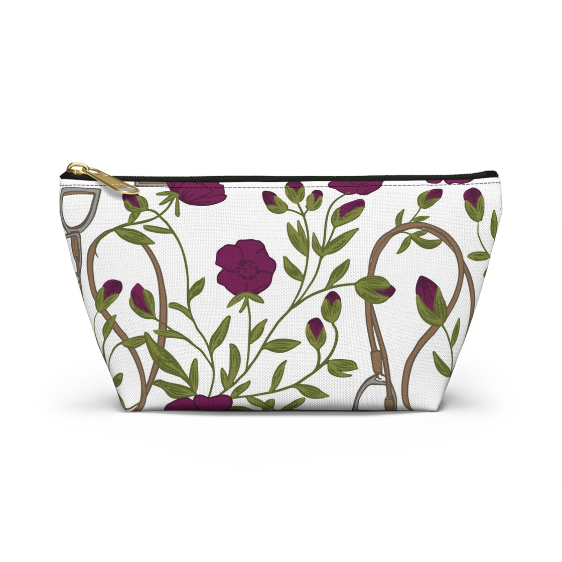 Berry Floral Stirrups Accessory Pouch — Rose Garden Makeup Bag