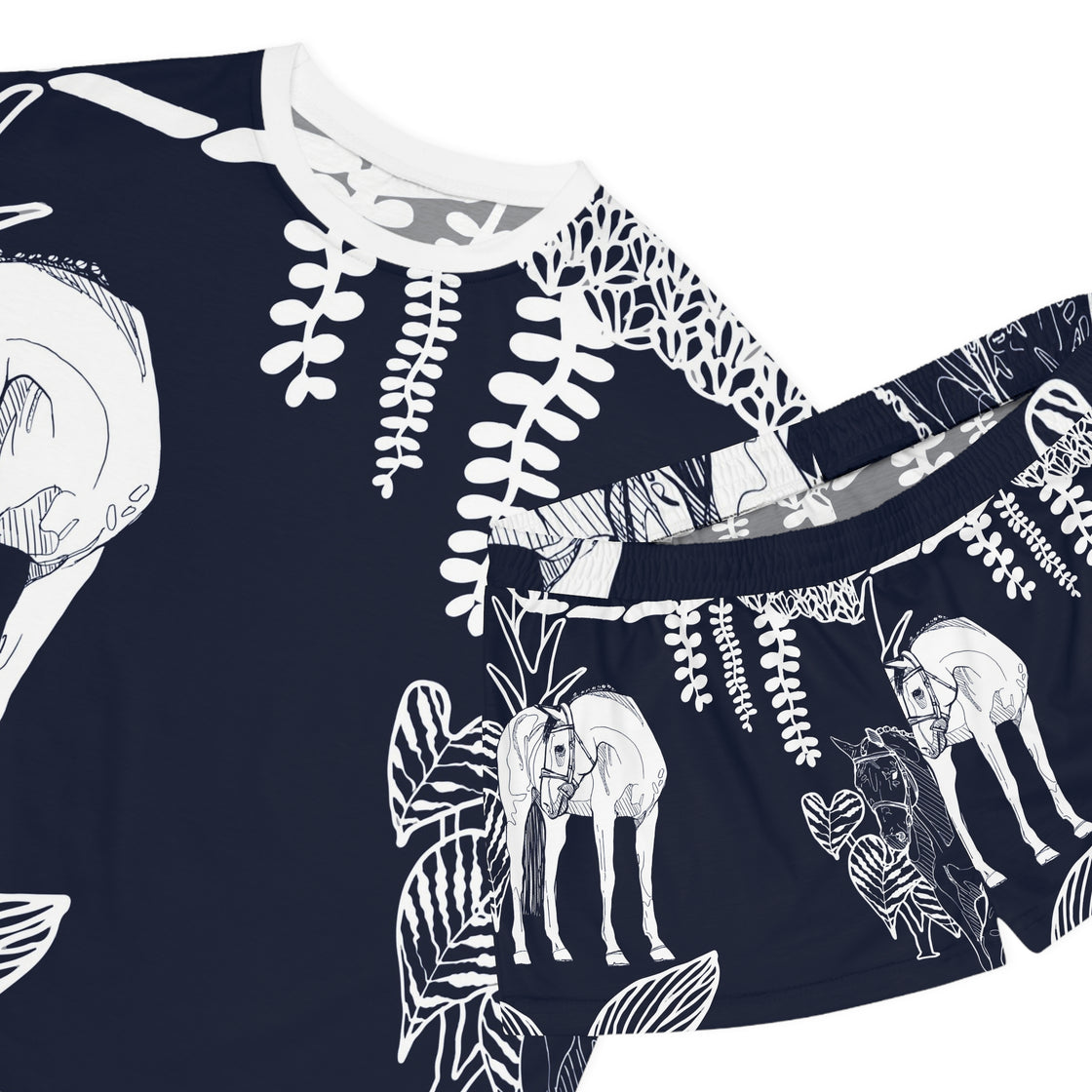 Island Horses on NavyWomen's Short Pajama Set
