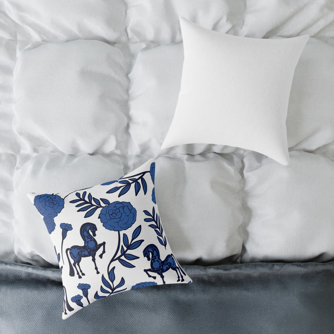 Espoir Equestrian Horse Floral Throw Pillow, Decorative Cushion, Farmhouse Decor, Horse Lover Gift, Home Accent, Rustic Style