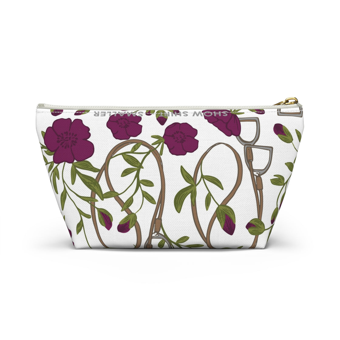 Berry Floral Stirrups Accessory Pouch — Rose Garden Makeup Bag