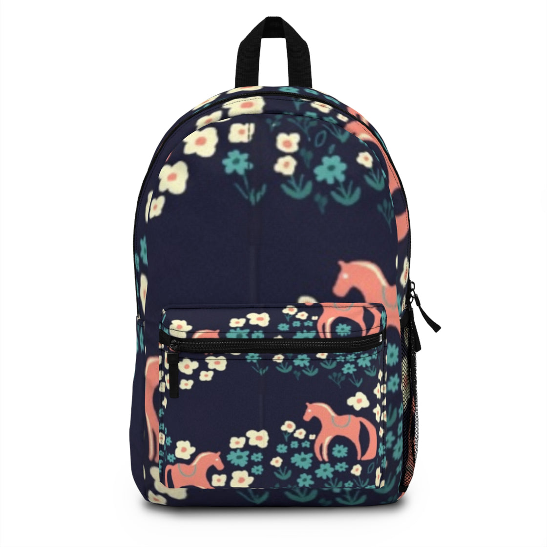 Cavallo by Espoir Pony Backpack — Navy Cute Horse Print School Bag