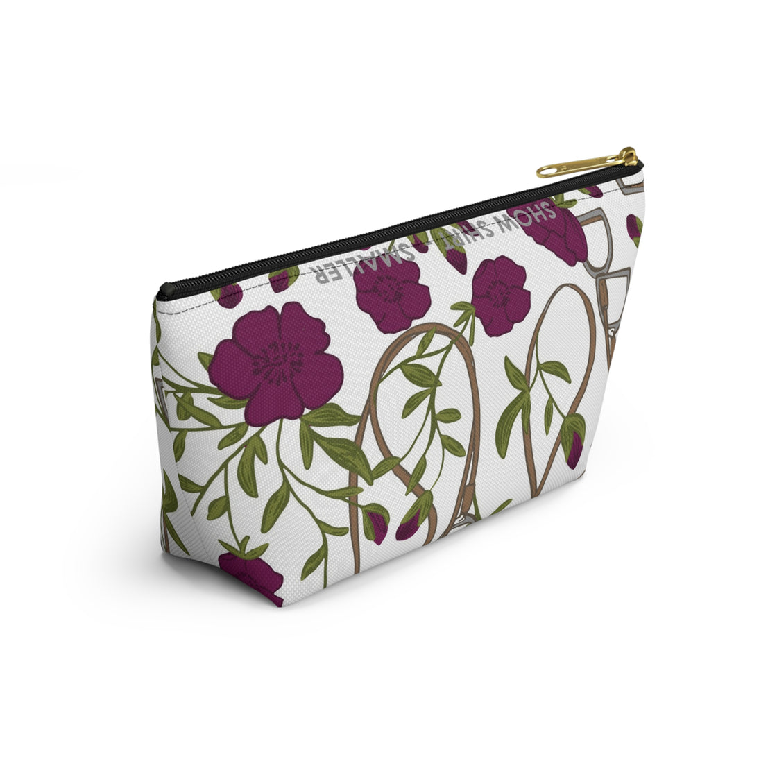 Berry Floral Stirrups Accessory Pouch — Rose Garden Makeup Bag