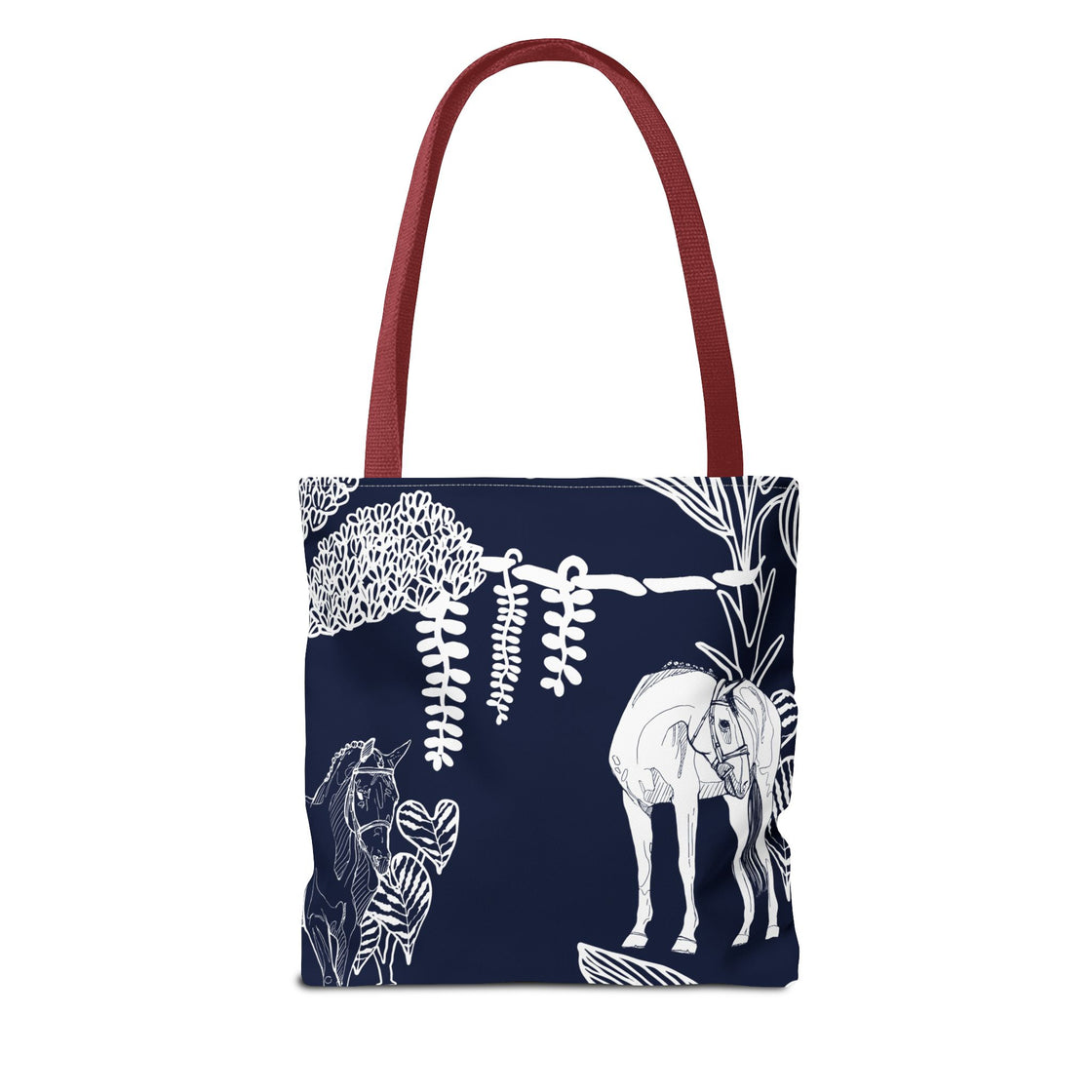 Navy Island Horse Horse Tote Bag | Stylish Shopping Bag, Beach Carryall, Gift for Horse Lovers, Floral Print Purse, Everyday Use