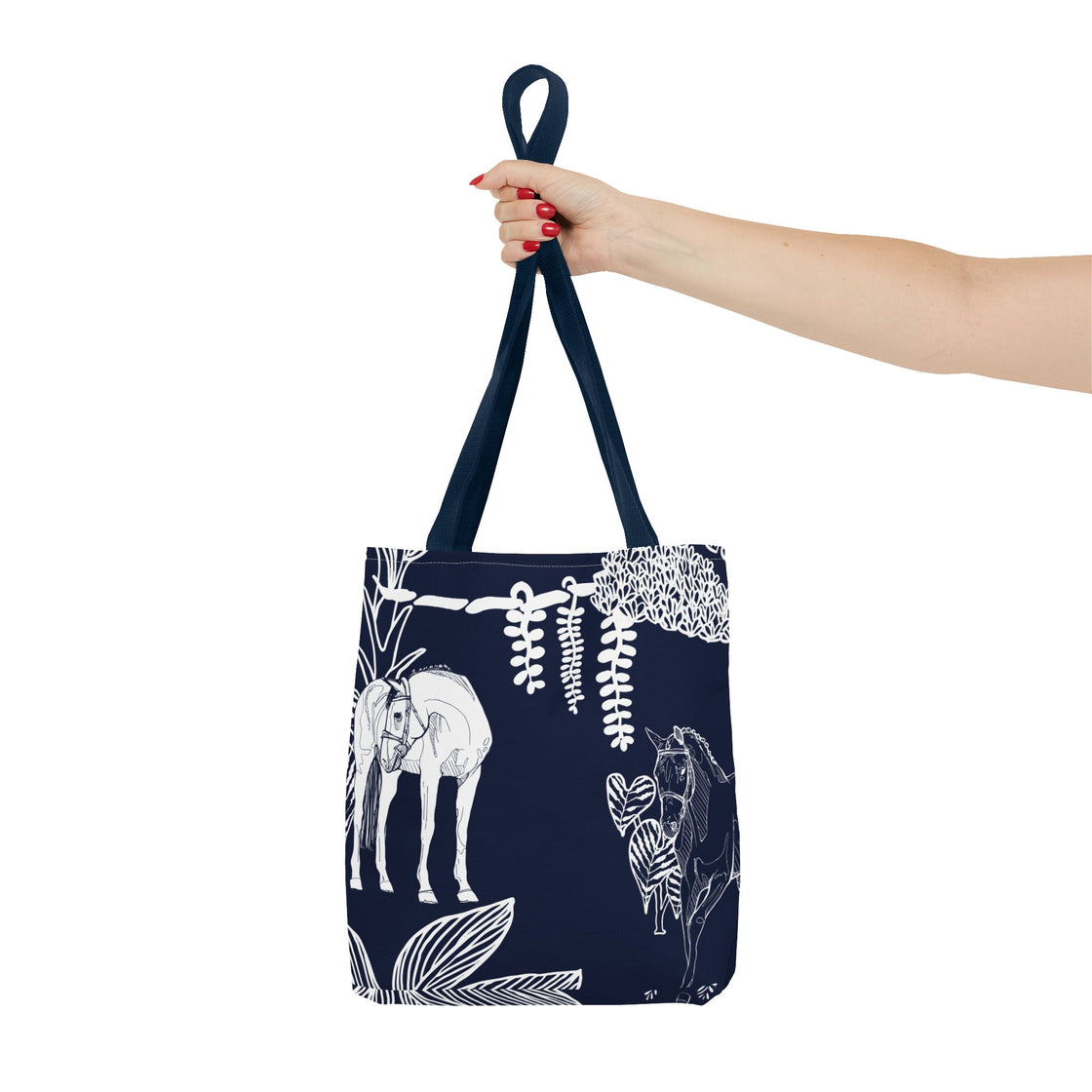 Navy Island Horse Horse Tote Bag | Stylish Shopping Bag, Beach Carryall, Gift for Horse Lovers, Floral Print Purse, Everyday Use
