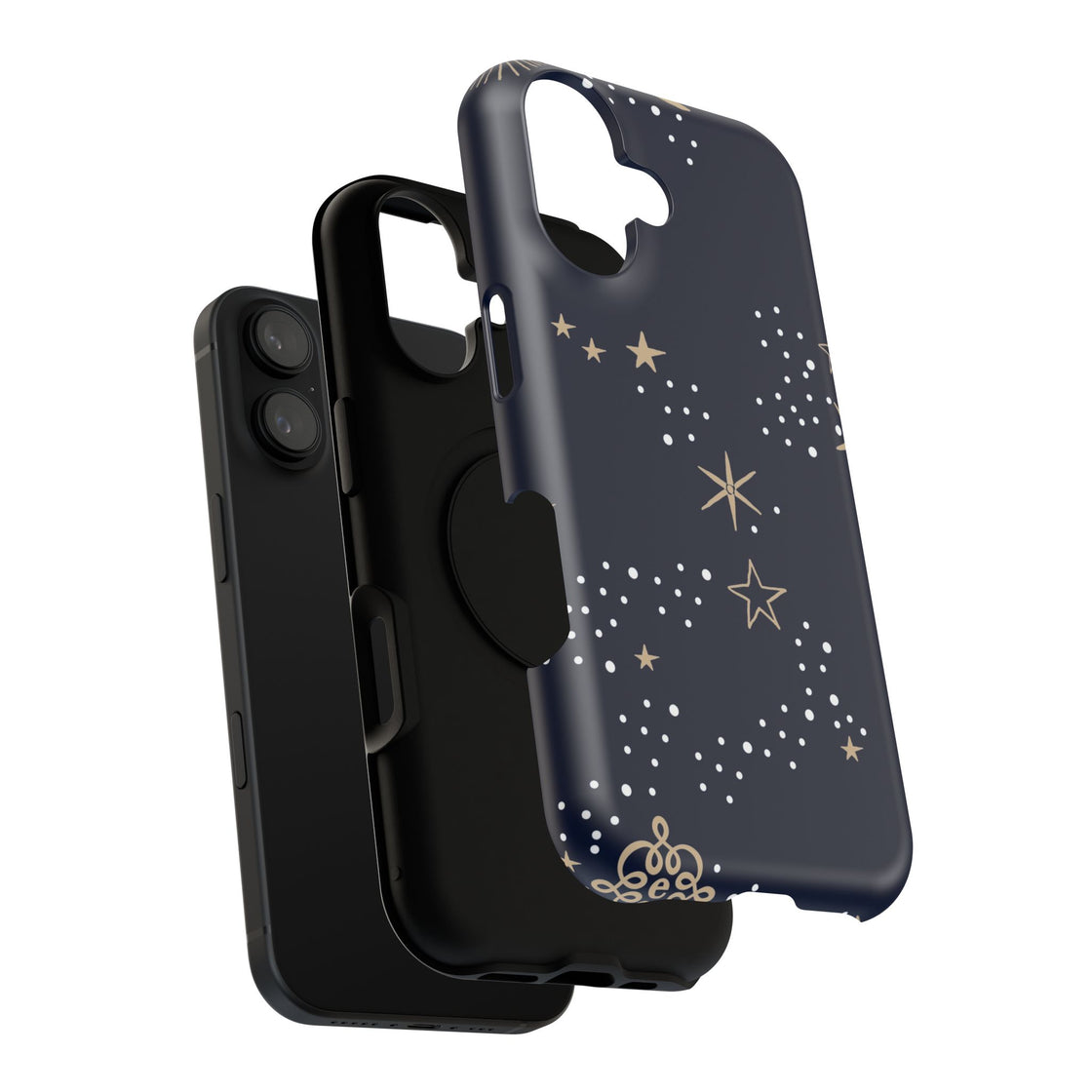 Moon and Stars by Espoir Impact-Resistant Phone Case — Navy Constellation Design