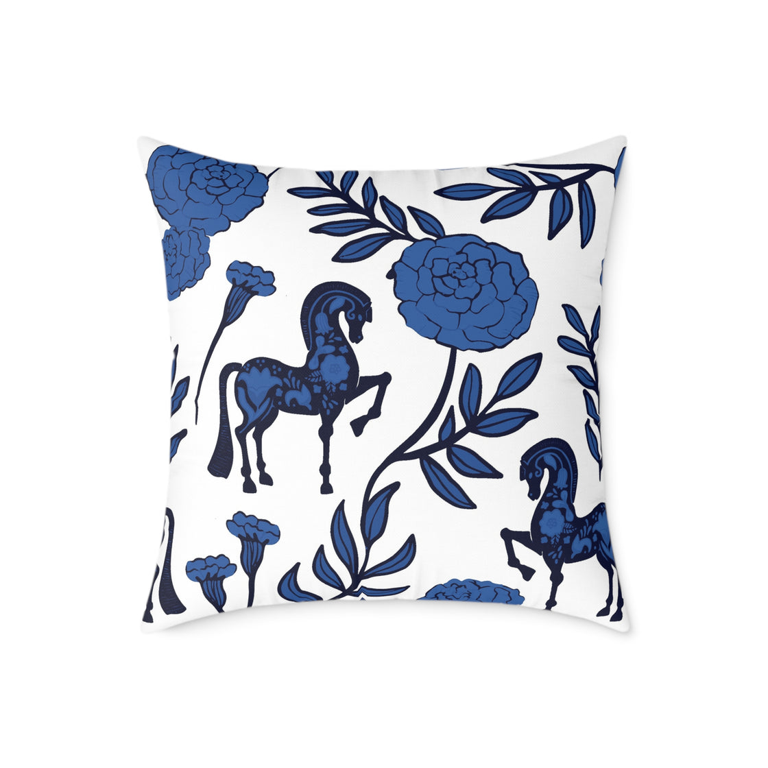 Espoir Equestrian Horse Floral Throw Pillow, Decorative Cushion, Farmhouse Decor, Horse Lover Gift, Home Accent, Rustic Style