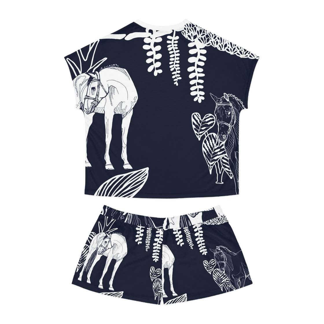 Island Horses on NavyWomen's Short Pajama Set