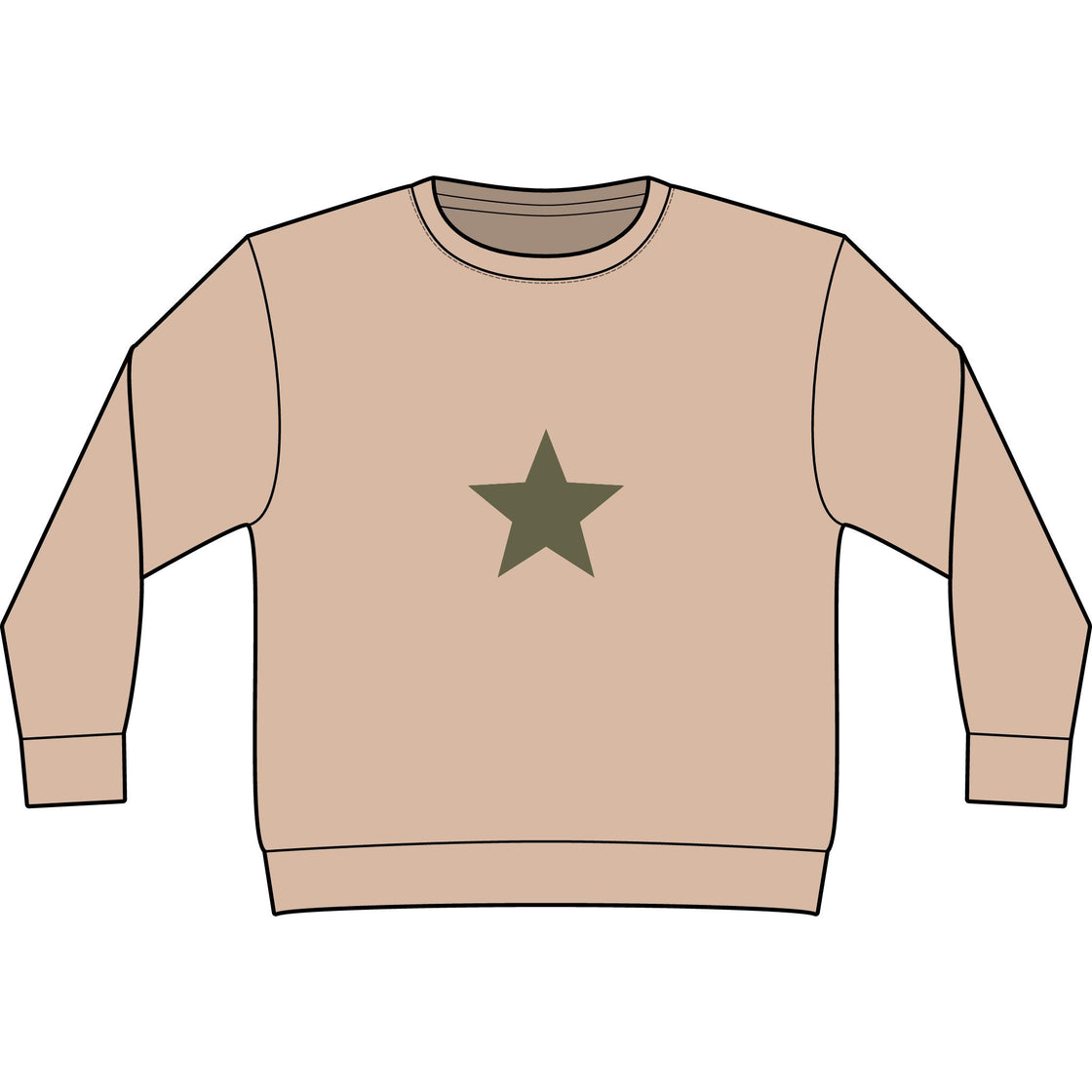 Espoir Vintage Olive Star Sweatshirt — Garment-Dyed Casual Crewneck