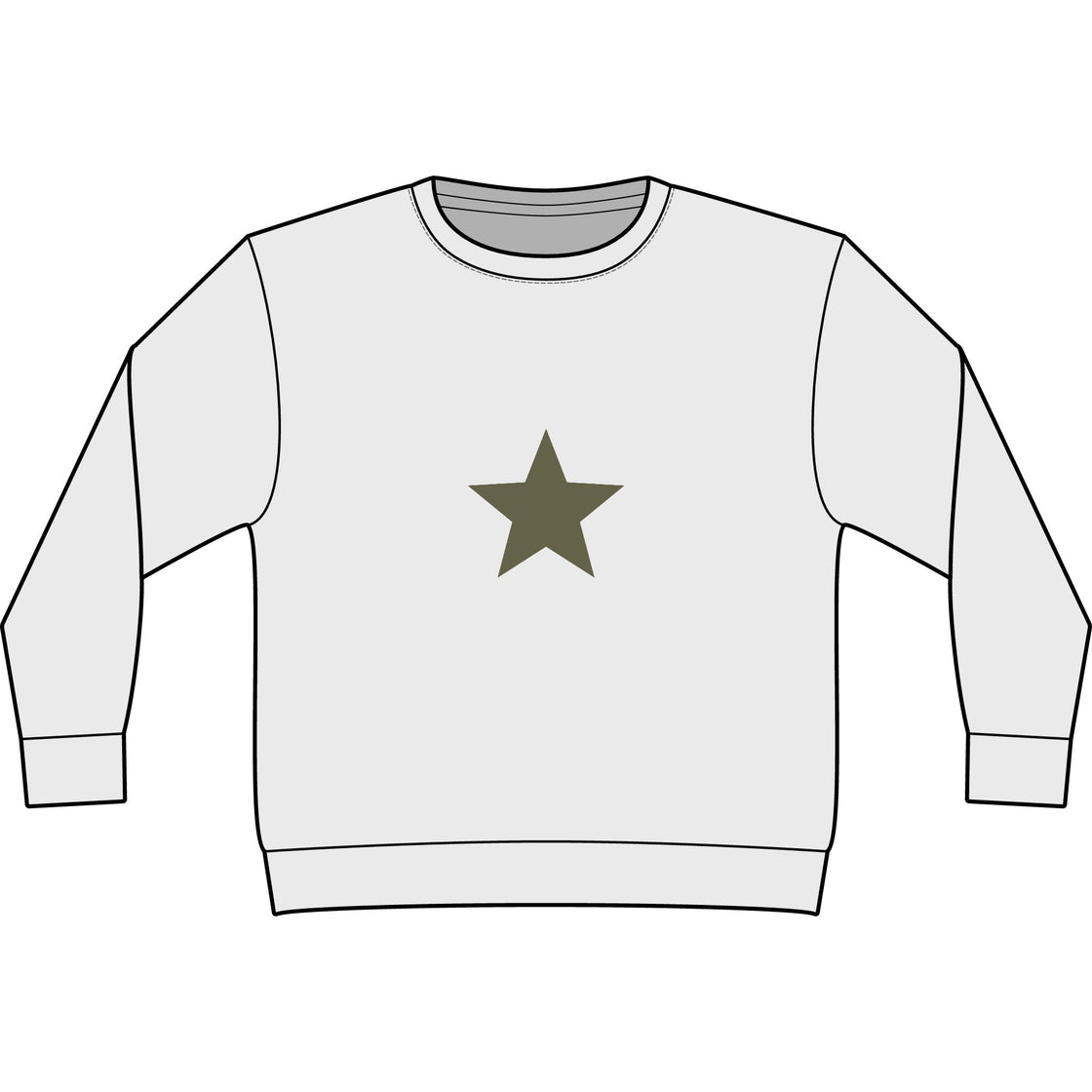 Espoir Vintage Olive Star Sweatshirt — Garment-Dyed Casual Crewneck