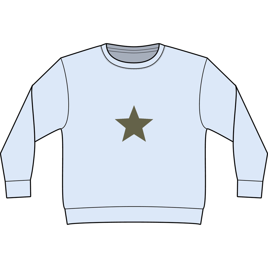 Espoir Vintage Olive Star Sweatshirt — Garment-Dyed Casual Crewneck
