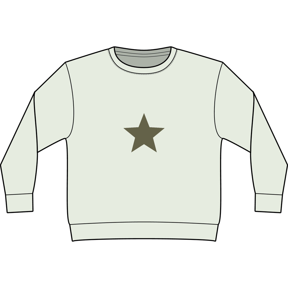 Espoir Vintage Olive Star Sweatshirt — Garment-Dyed Casual Crewneck