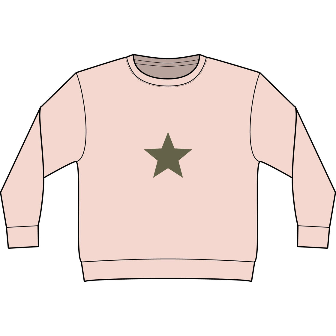 Espoir Vintage Olive Star Sweatshirt — Garment-Dyed Casual Crewneck