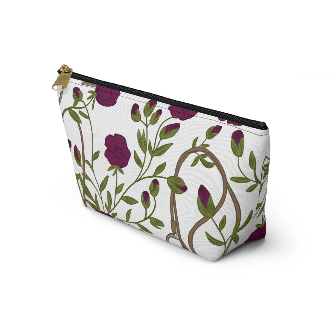 Berry Floral Stirrups Accessory Pouch — Rose Garden Makeup Bag