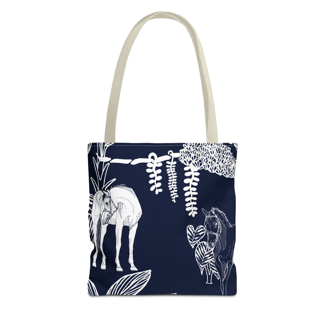 Navy Island Horse Horse Tote Bag | Stylish Shopping Bag, Beach Carryall, Gift for Horse Lovers, Floral Print Purse, Everyday Use