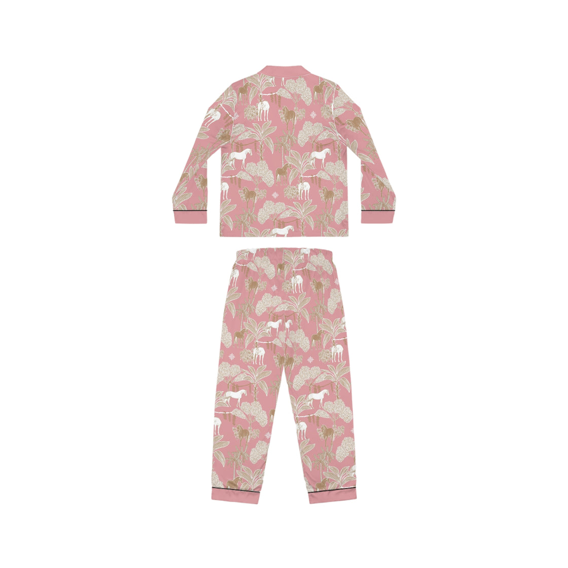 Satin Pajamas in Island Horses on Rose