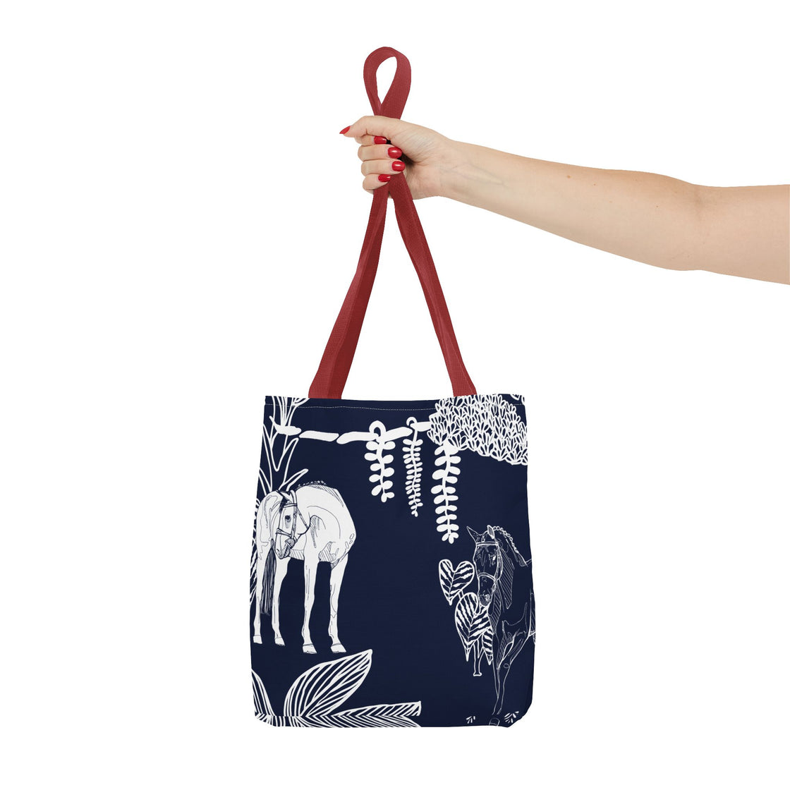 Navy Island Horse Horse Tote Bag | Stylish Shopping Bag, Beach Carryall, Gift for Horse Lovers, Floral Print Purse, Everyday Use