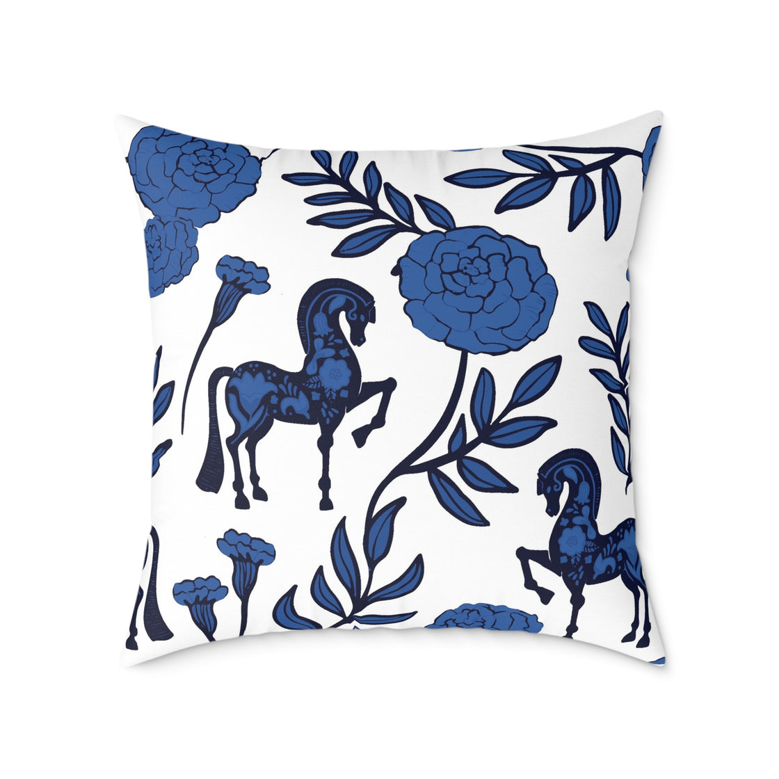 Espoir Equestrian Horse Floral Throw Pillow, Decorative Cushion, Farmhouse Decor, Horse Lover Gift, Home Accent, Rustic Style