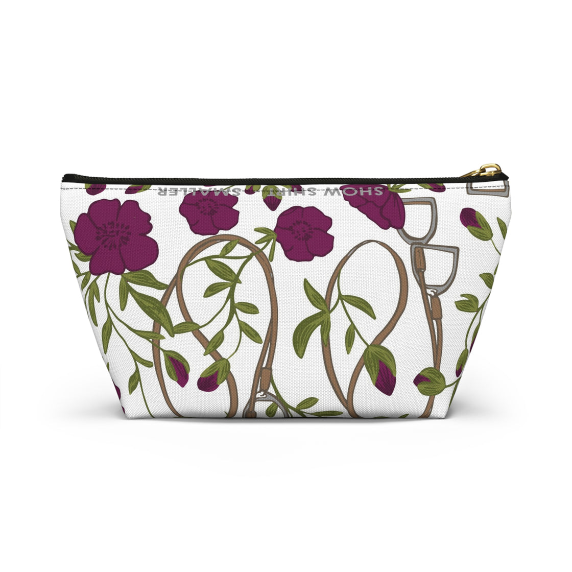 Berry Floral Stirrups Accessory Pouch — Rose Garden Makeup Bag