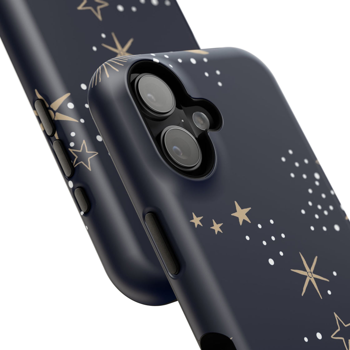 Moon and Stars by Espoir Impact-Resistant Phone Case — Navy Constellation Design