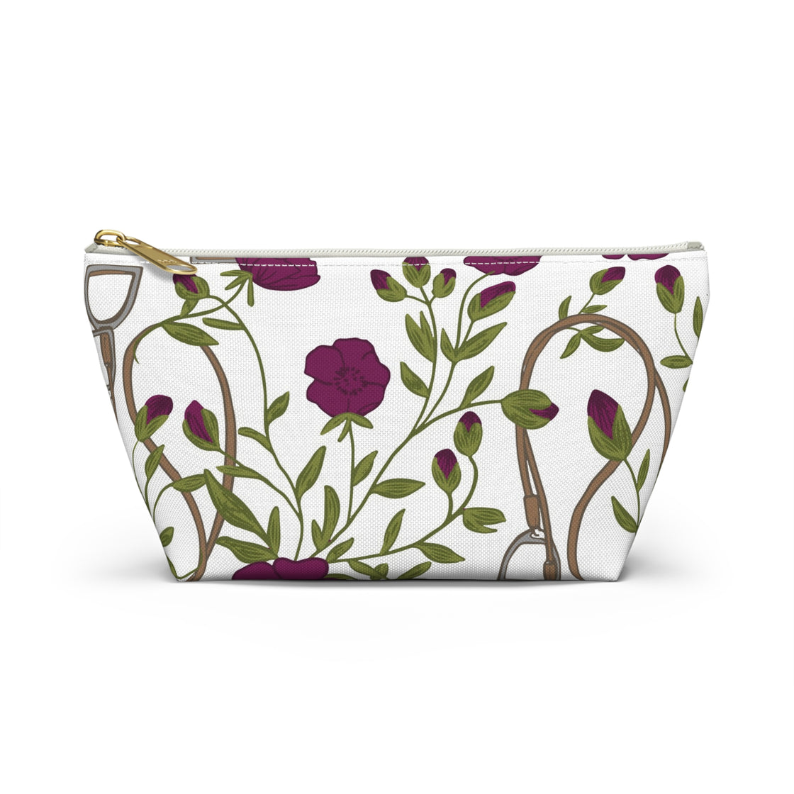 Berry Floral Stirrups Accessory Pouch — Rose Garden Makeup Bag