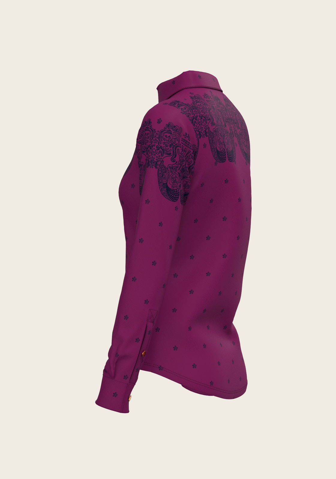 Western Mermaid Horses on Berry Ladies Button Shirt