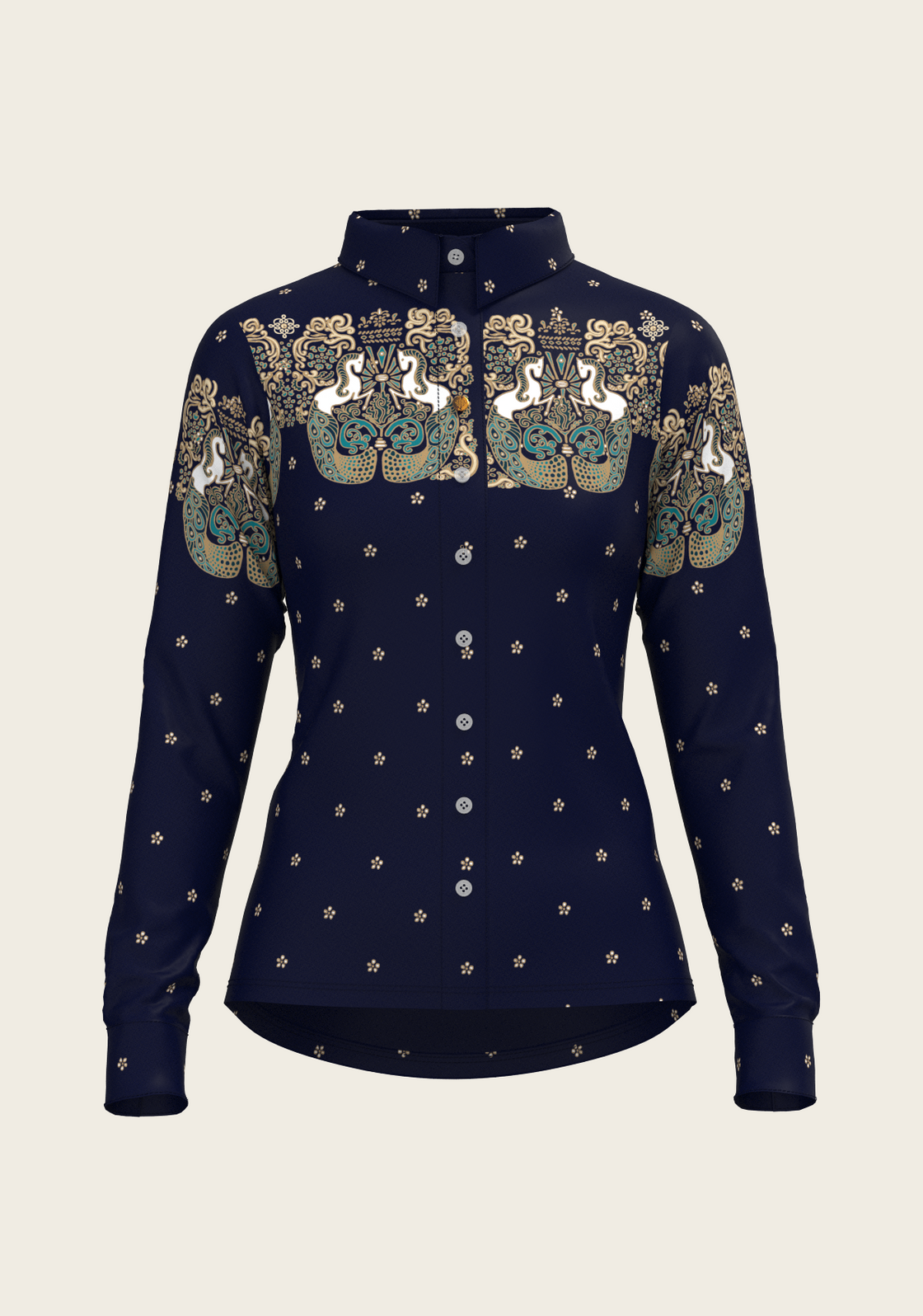 Western Mermaid Horses Ladies Button Shirt