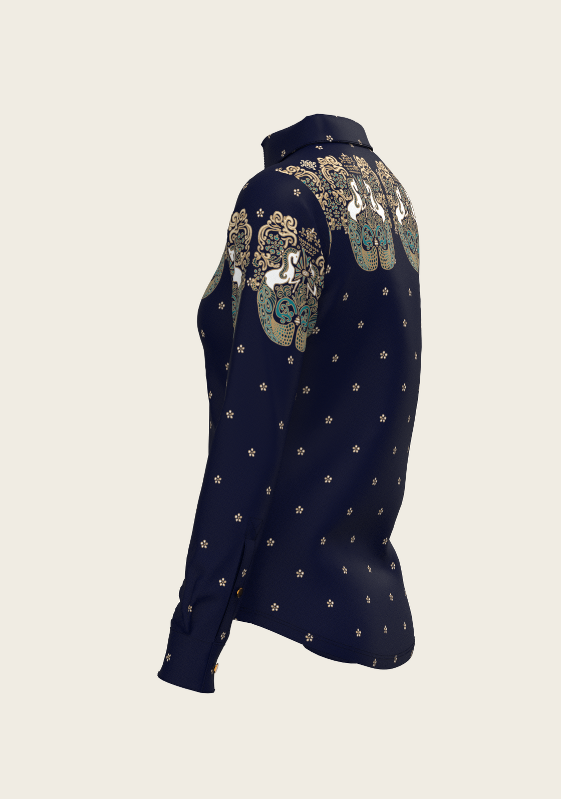 Western Mermaid Horses Ladies Button Shirt